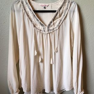 Rebecca Taylor Cream Silk Beaded Top Size 6